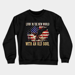 Copy of vintage Old Soul in a New World Country Bluegrass Music Guitar Fan Crewneck Sweatshirt